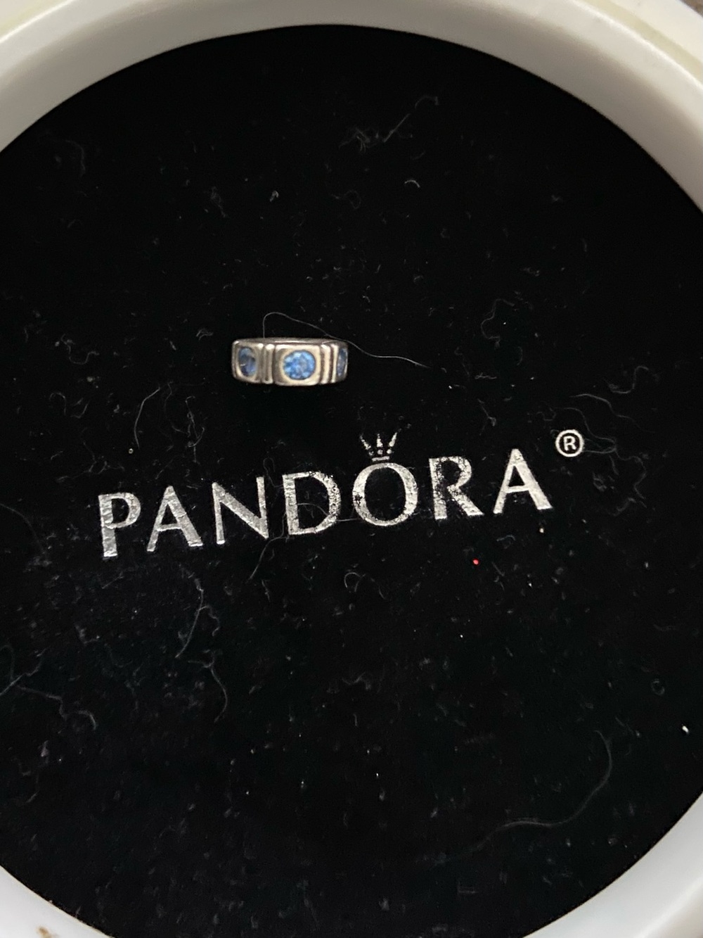 Pandora Silver Spacer Charm with Blue Stones